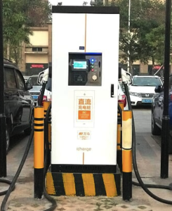 Electric car charging point at a Parking area in Shenzhen China 