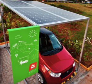 Solar parking for Mahindra e2o 