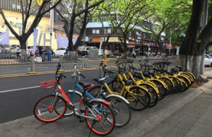 Sharing bicycles parked in Shenzhen 