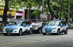 BYD electric taxis on Shenzhen roads 