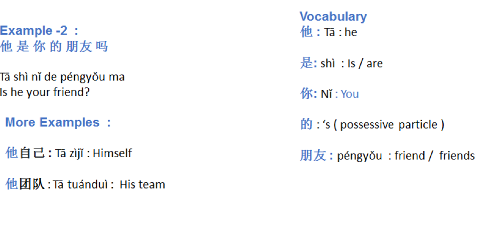 examples of 他– He